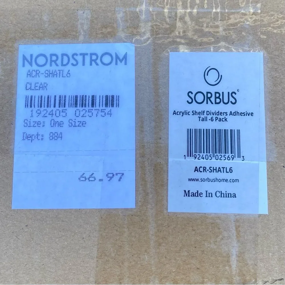 NWT New 6 Pack Sorbus Acrylic Shelf Dividers Organizer Clothes, Linens, Purse
